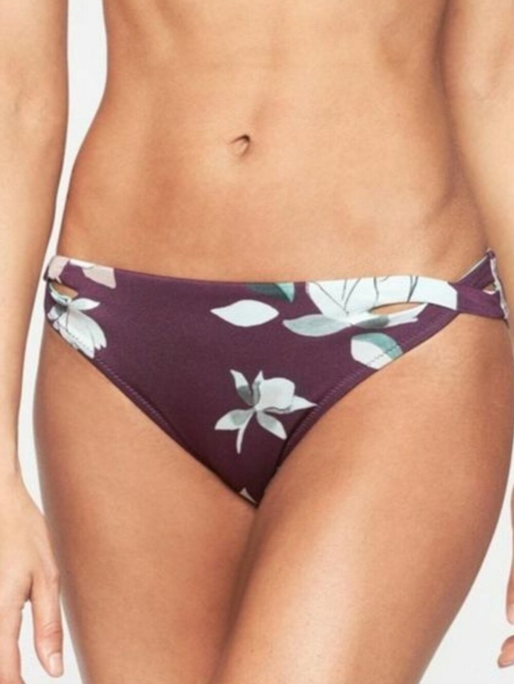 Athleta Aqualuxe Crossover Purpke Floral Bikini Bottom Womens Size Medium